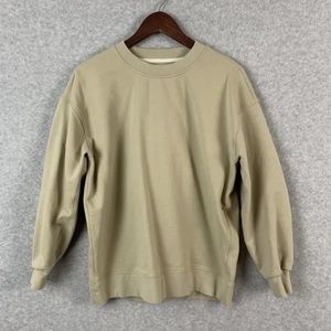 Lululemon Perfectly Oversized Crew Cropped Sweatshirt Womens Size 6 Beige Logo